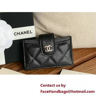 Chanel Grained Calfskin & SILVER-Tone Metal Card Holder AP0342 BLACK 2023 - Click Image to Close